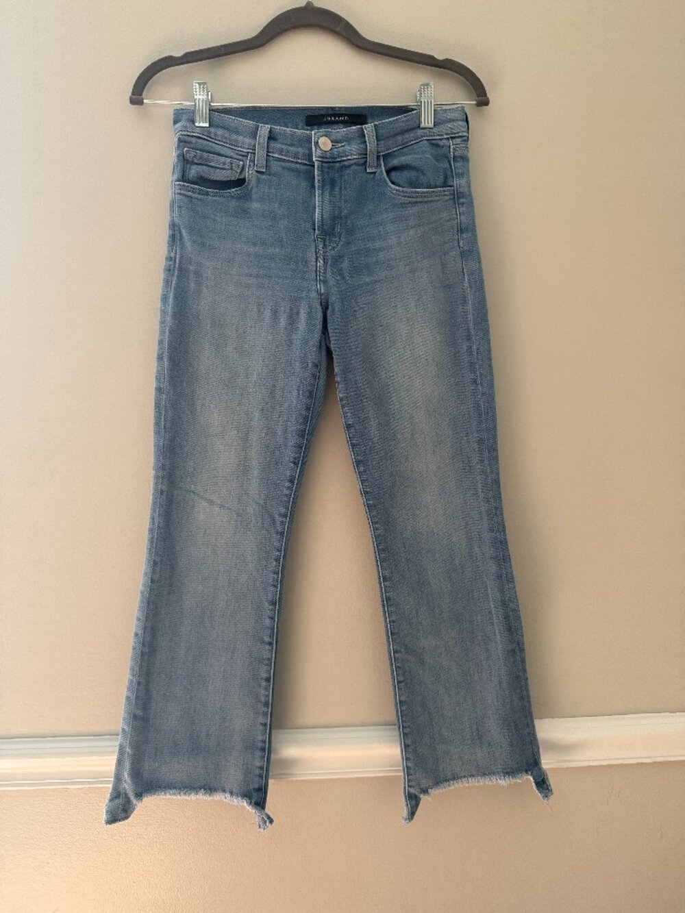 JBRAND Light Wash Straight Leg Raw Hem Jeans